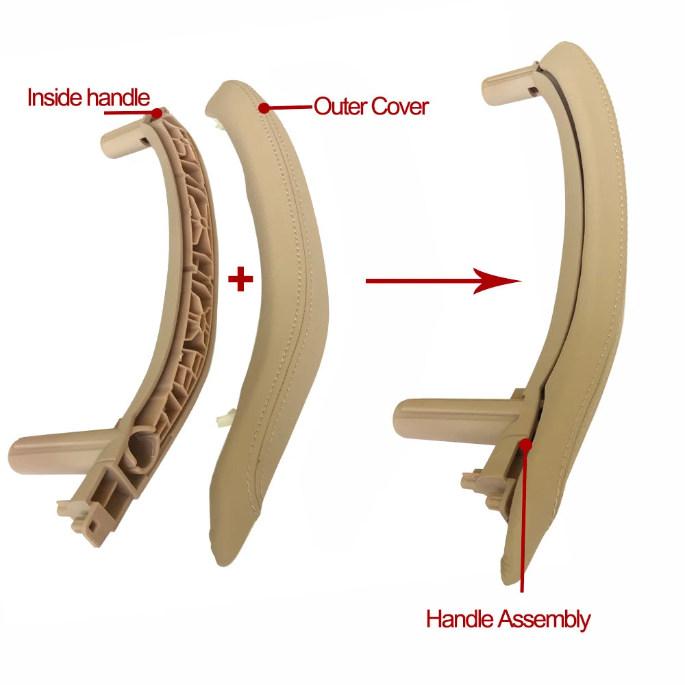 Interior Door Handle Assembly With Leather Cover For BMW