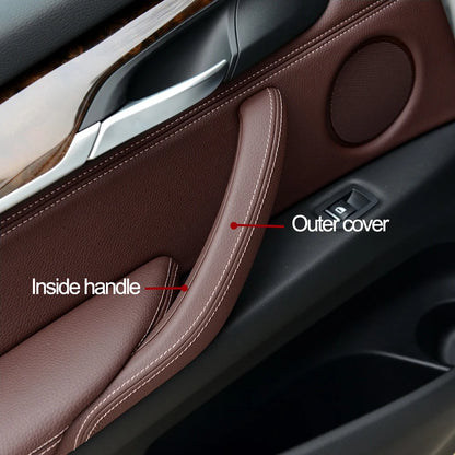 Interior Door Handle Assembly With Leather Cover For BMW