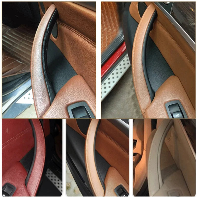 Interior Passenger Door Pull Handle Leather Cover For X5 X6
