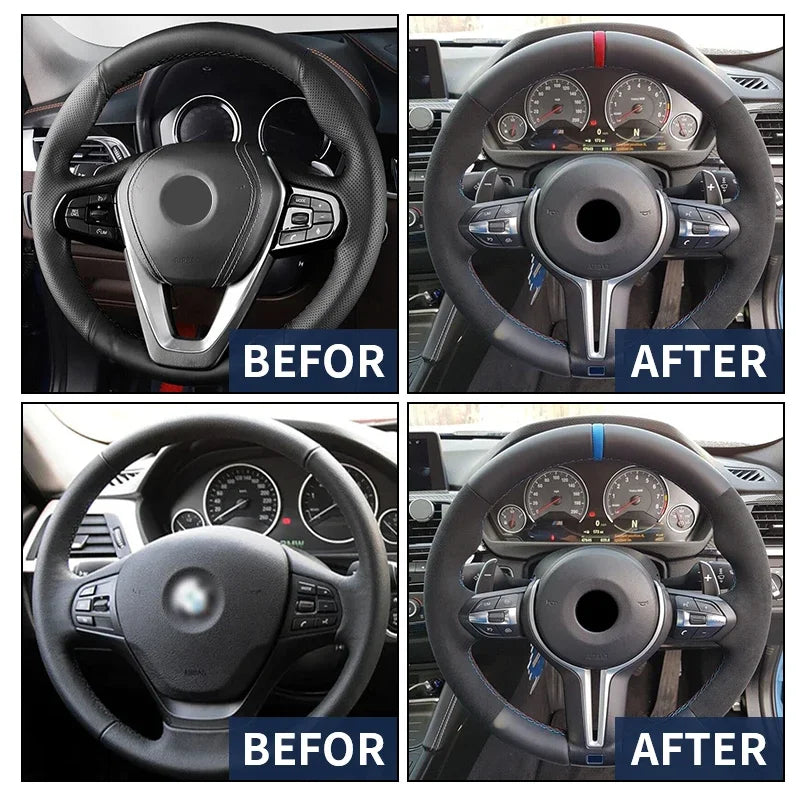 Alcantara Leather Steering Wheel Replacement for BMW